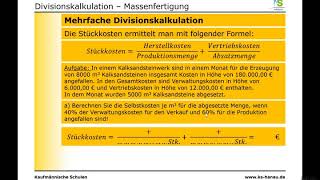 KLR  Kostenrechnung  Kostenträgerstückrechnung  Divisionskalkulation [upl. by Dayle]