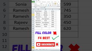 💯FILL COLOR in Excel☑️💯 shortfeed shorts excel exceltutorial microsoftexcel excelwork [upl. by Ilbert277]