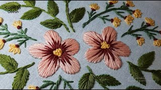 Hand Embroidery for Beginners  Flowers with Satin stitch and Laizy Daisy stitch [upl. by Gnohp]