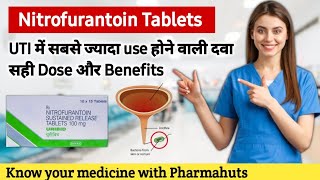 Nitrofurantoin tablets ip 100mg in hindi  Uribid 100 mg  Treatment of Urinary tract infection [upl. by Odlanyar]