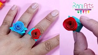 Anillos lindos de Rosa  DIY  ORIGAMI  Rose paper rings [upl. by Genna496]