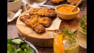 Crumbed Beef Schnitzel with Roasted Tomato amp Capsicum Sauce [upl. by Ree218]