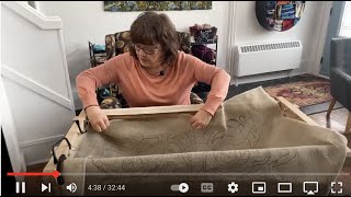 How to Sew the Linen on a Cheticamp Frame for Rug Hooking Thursday Live Episode 90 [upl. by Eimme]