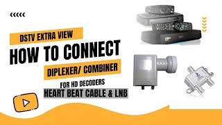 Dstv Extra view How To Connect Diplexer Combiner For Hd Decoders heart beat cable amp Dual Lnb [upl. by Jahdal509]