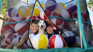 1000 Beach Balls On Our Trampoline😂 BEST REACTION [upl. by Elvie]