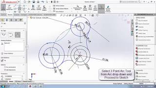 SolidWorks tutorial Use of 3 Point Arc tool and Tangent tool [upl. by Chrisoula]