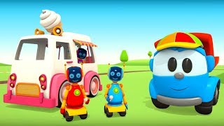 Léo le camion curieux  Dessin animé pour enfants camion à glace [upl. by Annoirb272]