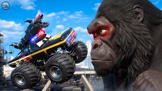 Kong vs Giant Police Monster Truck  City Heroes Police Cars Action Packed Rescue  Hero Cars Movie [upl. by Nooj]