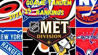 Ranking the NHLs Metro Division Goalie Tandems for 2425 [upl. by Ilat]