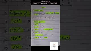 Matrices  Transpose of a MatrixProperties Aspire amp Achieve [upl. by Suu]