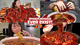 MUKBANGERS EATING TOO MUCH EXTREMELY SPICY NOODLES 🌶️🔥🥵🥵🥵 [upl. by Riplex803]