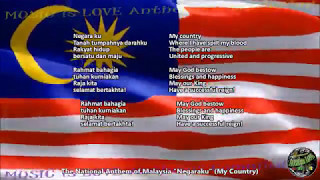 Malaysia National Anthem quotNegarakuquot with music vocal and lyrics Malay wEnglish Translation [upl. by Sewel687]