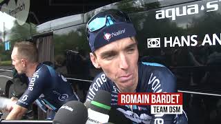 Réactions de Rémi Cavagna et Romain Bardet à larrivée de létape Clermont Moulins [upl. by Harvard407]