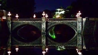 皇居二重橋 ライトアップ The Imperial Palace Seimontetsubashi Bridge in Tokyo [upl. by Wein]