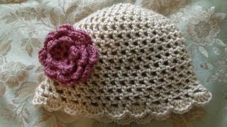 How to crochet a hat or beanie with a shell scallop edge [upl. by Shaff]