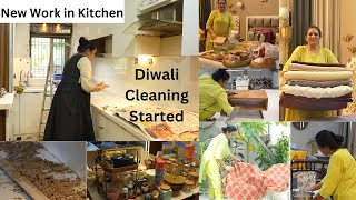 दिवाली की सफाई शुरू किचन में नया काम Diwali Cleaning amp Kitchen  Festival Prep  Cleaning Items [upl. by Ahsets]