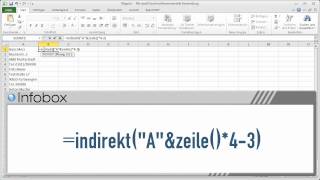 Excel 2010 Mehrzeilige Datensätze in eine Zeile transponieren [upl. by Fredelia743]