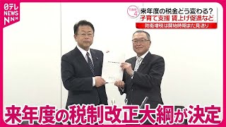 【税金どう変わる？】子育て支援・賃上げ促進など 来年度の税制改正大綱が決定 [upl. by Lawley797]