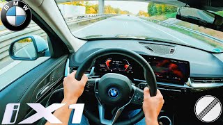 2023 BMW iX1 xDrive30 313PS U11  Top Speed Drive on German Autobahn POV  0100 kmh [upl. by Acnayb]