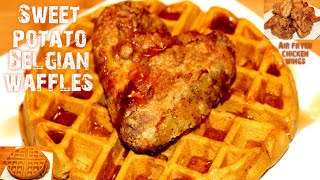 The BEST Sweet Potato Belgian Waffles  Air Fryer Chicken amp Waffles  EASY  My Gadget Kitchen 243 [upl. by Darooge884]