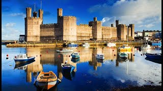 Caernarfon Castle Wales Drone Video [upl. by Eseeryt]