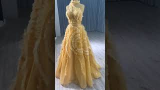 Highend Champagne Beading Sequins Ruffle Prom Dresses [upl. by Hennessy]