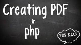 Creating pdf in PHP [upl. by Merline]