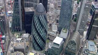 rotating shot of the gherkin and other skyscrapers 2023 11 27 04 58 05 utc [upl. by Horatius]