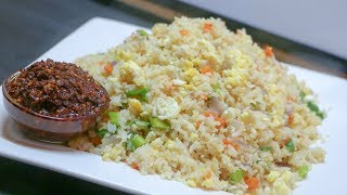 Quick bachelors Recipe Egg Fried Rice With Red chilli garlic sauce [upl. by Anneuq]