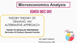 THEORY OF REVEALED PREFERENCE  Microeconomics  IGNOU  MEC 001 [upl. by Pomeroy]