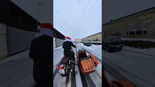 Riding in the snow on Royal Enfield 650 with Velorex 563 sidecar [upl. by Delanty]