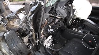 Fatal WrongWay HeadOn Vehicle Crash  Body Entrapped In Wreckage Of Car  Close Up Video At End [upl. by Sarita]