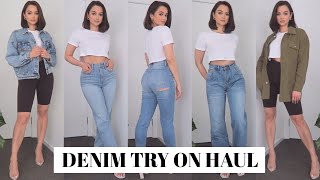 DENIM TRY ON HAUL FEAT FASHION NOVA [upl. by Oivatco]