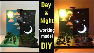 Day and night working model  Illuminated sun and moon model  DIY project  Diyas funplay [upl. by Goldfarb968]