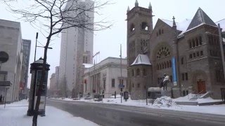 Montreal in Snow Storm Winter Feb 2016  St Catherine  McGill College amp Sherbroke Street [upl. by Atteynek]