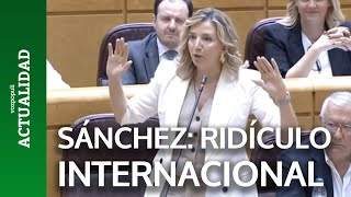 Demoledora esta senadora del PP contra Sánchez por su quotridículo internacionalquot [upl. by Ellezig]