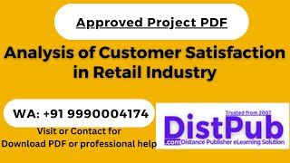 Analysis of Customer Satisfaction in Retail Industry MBA Project Report Sample on Retail Management [upl. by Wehner792]