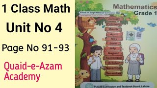 Unit No 4 One Class Math New Book  Page No 91  93  QuaideAzam Academy [upl. by Aicekal]