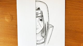 Easy anime sketch  How to draw Itachi Uchiha half face easy step by step [upl. by Yrral819]