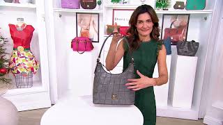 Dooney amp Bourke Denison Croco Hobo Bag on QVC [upl. by Joachima330]