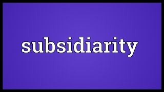 Subsidiarity Meaning [upl. by Atilahs6]