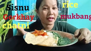 Simple khana  gorkhay chatni sisnu ra bhat 😋😋 mukbang [upl. by Placida557]