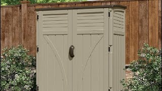 Suncast 54 Cubic Feet Vertical Storage Shed with Durable Plastic Construction for Outdoor Storage [upl. by Kincaid693]