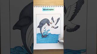 Easy dolphin cartoon drawing for beginners🐬 dolphindrawing easycartoondrawings shortsviral [upl. by Auhsaj428]