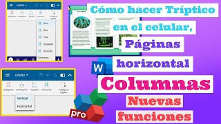 CÓMO HACER TRÍPTICO EN EL CELULAR PLANTILLA HORIZONTAL COLUMNAS NUEVAS OPCIONES [upl. by Cello]