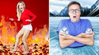 Worlds Largest Board Game Hot Vs Cold Challenge  Matt and Rebecca Zamolo [upl. by Heyward357]