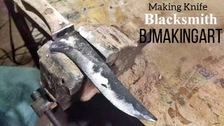 Making Knife From SCrap Metal  Blacksmith  BjMakingArt [upl. by Duleba]