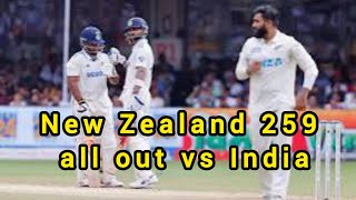 New Zealand all out 259 vs India in 2nd Test at Pune [upl. by Enar]