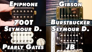 Epiphone 700T vs Seymour Duncan SH4 JB vs Gibson Burstbucker Pro vs Seymour Duncan Pearly Gates [upl. by Kessia]