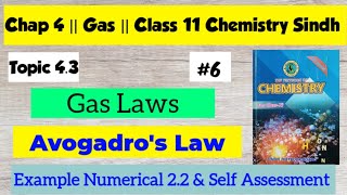 Avogadros Law  Example 22  Chap 4  Class 11 Chemistry Sindh board [upl. by Eiramrebma]